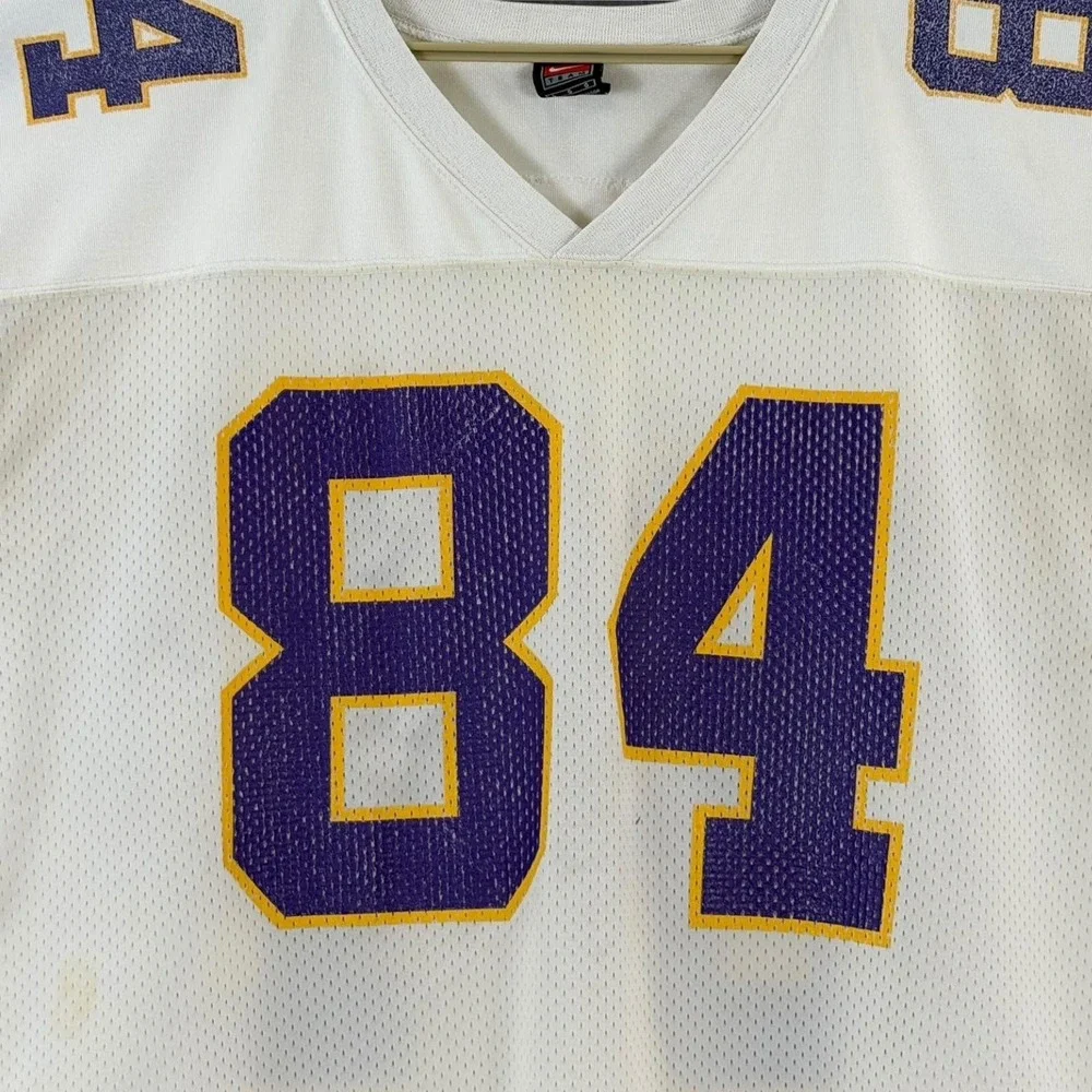 Vintage Nike Randy Moss Vikings Jersey Mens Large White NFL Football #84 Y2K